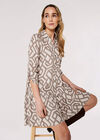 Geometric Print Mini Dress, Stone, large