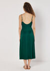 Ruched Satin A-Line Midi Dress, Green, large