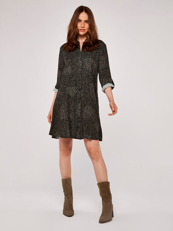 Animal Shirt Dress, Green, large