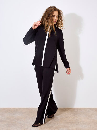 Mock Neck Mono Stripe Jumper