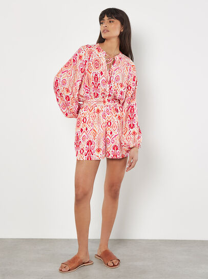 Ikat Print Soft Woven Shorts