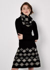 Diamond Border Snood Knitted Mini Dress, Black, large