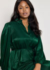 Curve Satin Shirt Midi Dress, Green, large