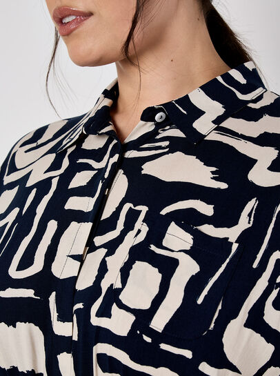 Geo Grecian Shirt Midi Dress