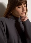 Waffle Jersey Knit Oversized Top, Dark Grey/Charcoal, large