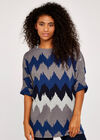 Chevron Batwing Tunic Top, Blue, large