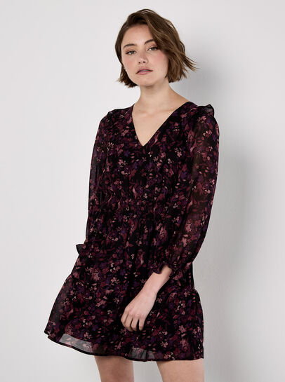 Ditsy Floral Chiffon Ruffle Dress