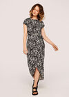 Brushstroke Print  Midi Dress, Black, large