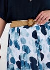 Abstract Print Slub Midi Skirt, Navy, large