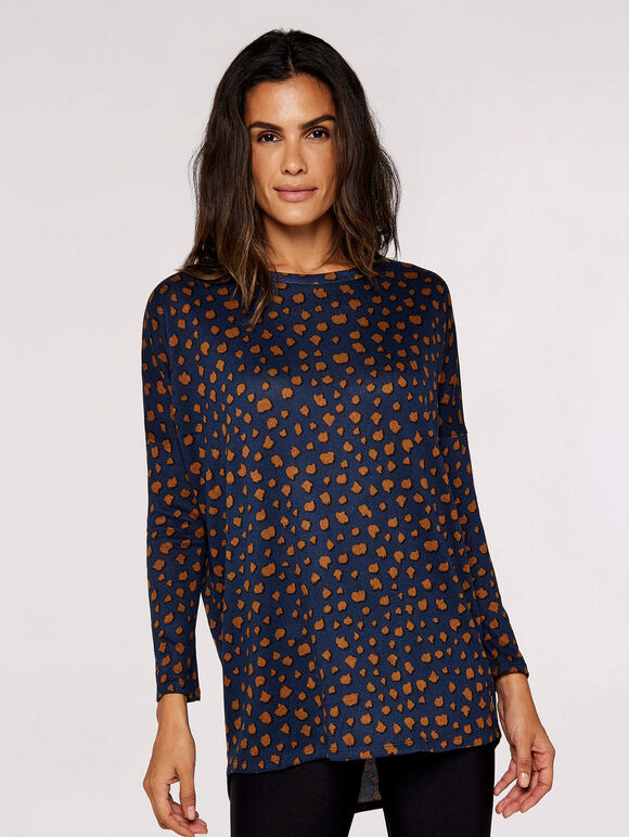 Navy Textured Dot Top, Navy, large