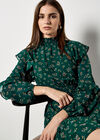 Ditsy Floral Chiffon Tiered Mini Dress, Green, large