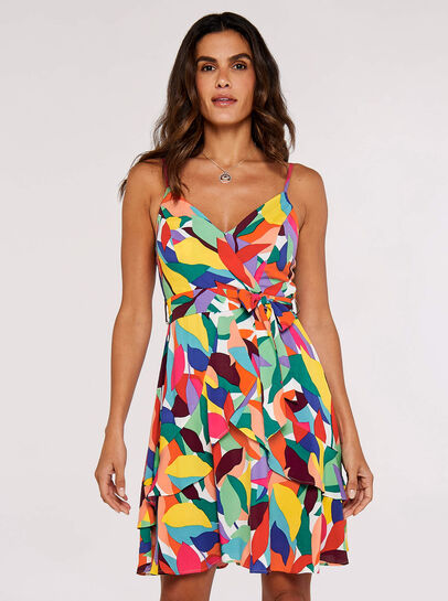 Colourblock Leaf Mini Dress