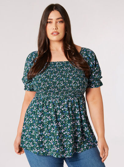 Curve Daisy Floral Milkmaid Top