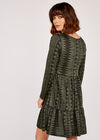 Soft Aztec Stripe Tiered Dress, Khaki, large