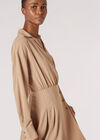Wrap Shirt Mini Dress, Stone, large