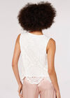 Lace Sleeveless Scallop Top, Cream, large