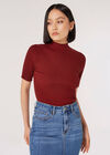 Ribbed Knit Top, Burgundy, large