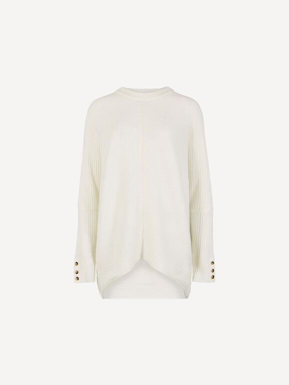 Chevron Knit Batwing Jumper, Cream, large