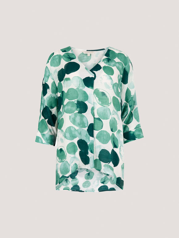 Paint Circles Print Top, Green, large