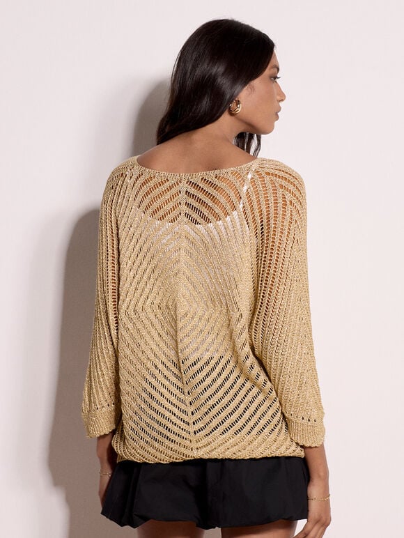 Gold Shimmer Lightweight Jumper, Gold, large
