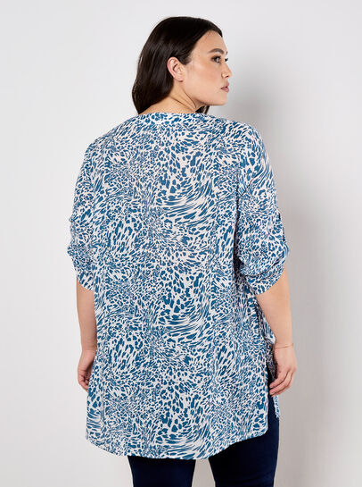 Mixed Animal Print Layered Blouse