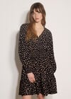 Irregular Spot Crepe Mini Dress, Black, large