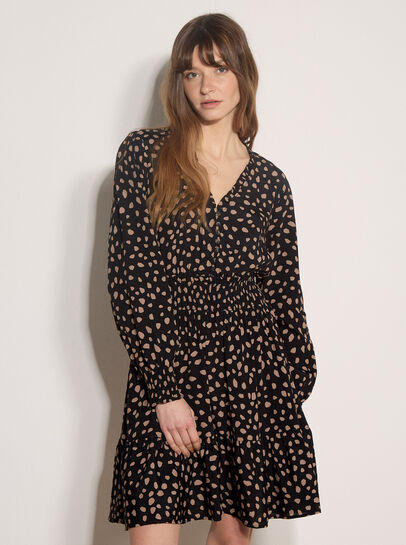 Irregular Spot Crepe Mini Dress