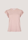 Jersey Knit Ruffle T-Shirt, Pink, large