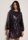 Sequin Embellished Mini Dress, Assorted, large