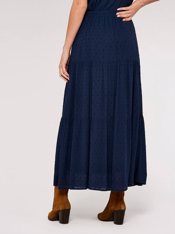 Crinkle Dobby Tiered Skirt, Navy, large