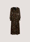 Ikat Chiffon Tiered Maxi Dress, Khaki, large