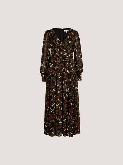 Ikat Chiffon Tiered Maxi Dress
