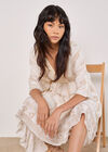 Gold Foil Paisley Midi Dress, Cream, large