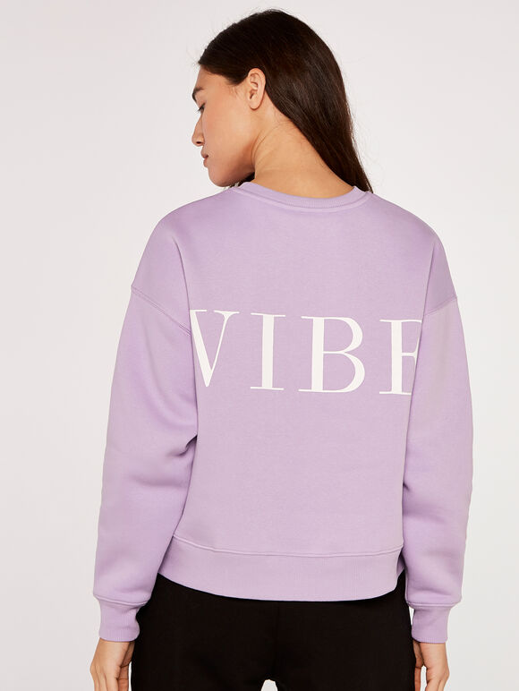 Good Vibe Slogan Sweatshirt, Lilac, large
