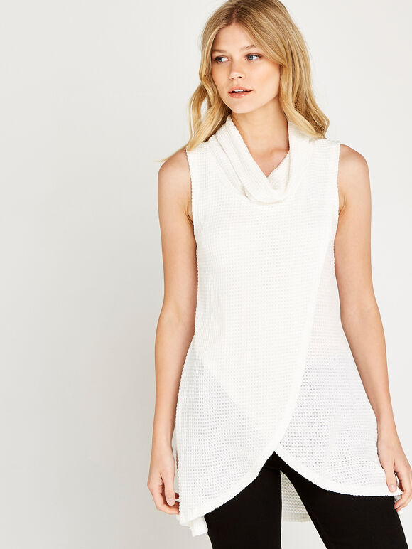 Cowl Neck Tunic Top, Cream, large