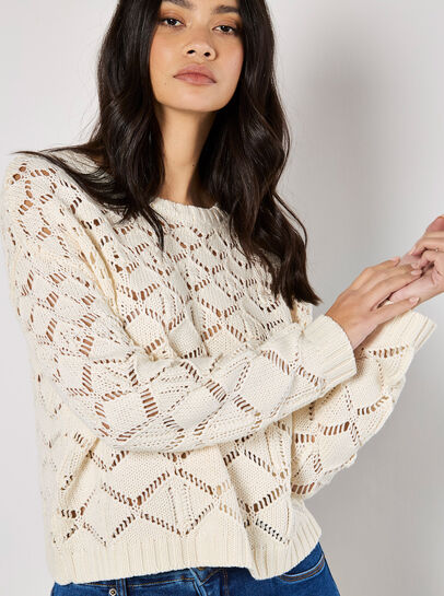 Diamond Pointelle Boxy Jumper