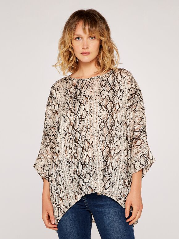 Snake Batwing Top, Stone, large