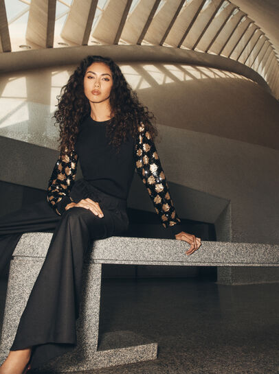 Sequin Arm Embellished Jumper