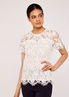  Lace Scallop Edge Top, White, large