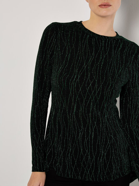 Sparkle Swirl Peplum Top, Green, large