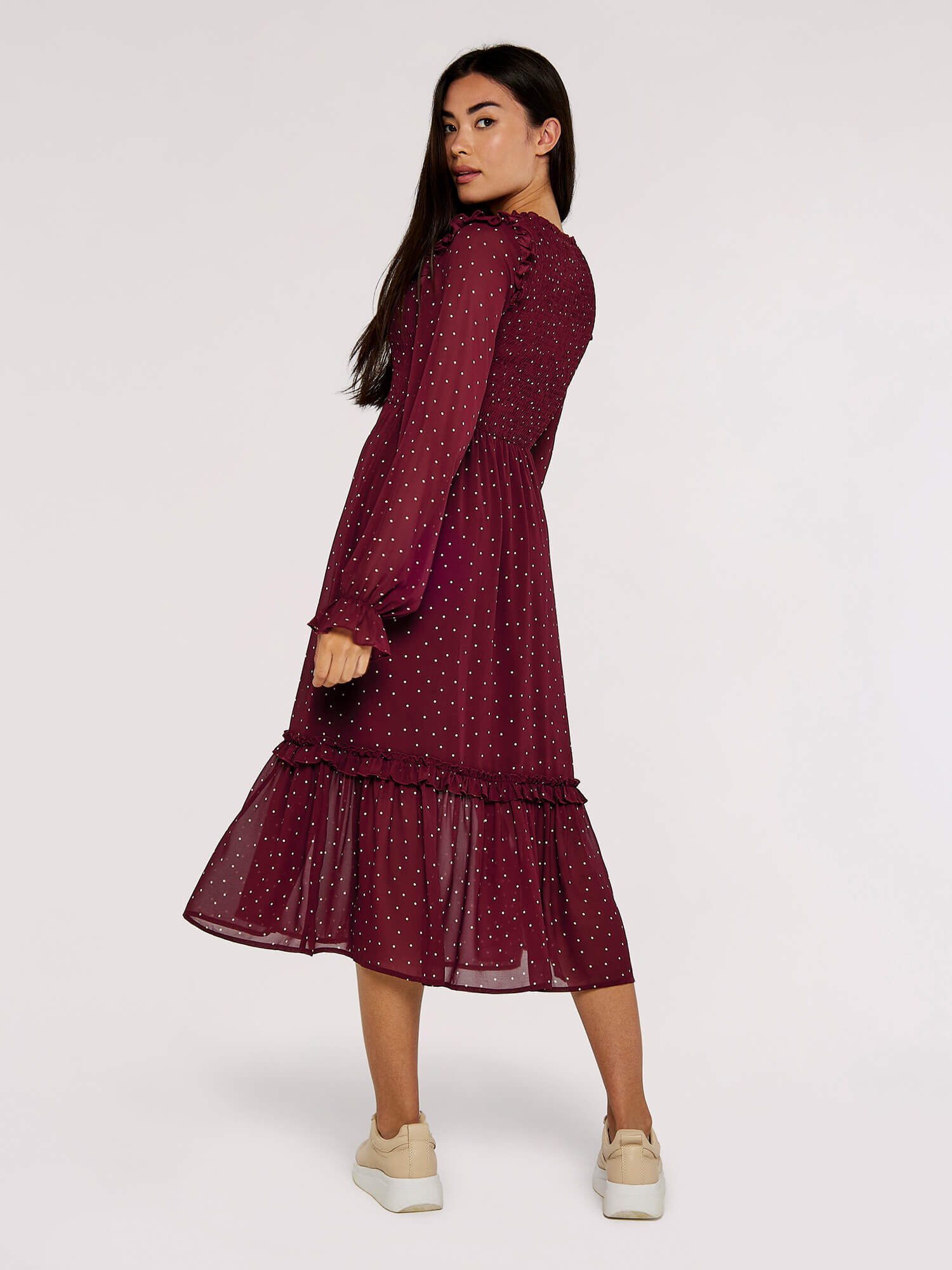 Maroon polka shop dot dress