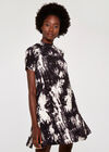Tie Dye Jersey Mock Neck Dress, Dark Grey - Charcoal, large