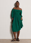 Ruffle Milkmaid Midi Dress, Green, large