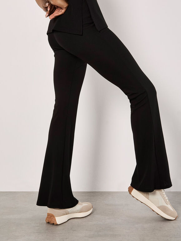Jersey Flare Trousers, Black, large