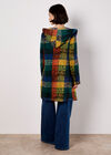 Colourful Check Hooded Coatigan, Orange, large