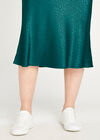 Bias Cut Satin Midi Skirt, Green, large