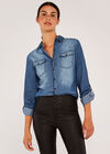 2 Pocket Denim Shirt, Navy, large