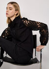Lace Sleeve Cotton Shirt, Black, large