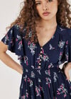 Botanical Floral Smocked Midi Dress, Navy, large