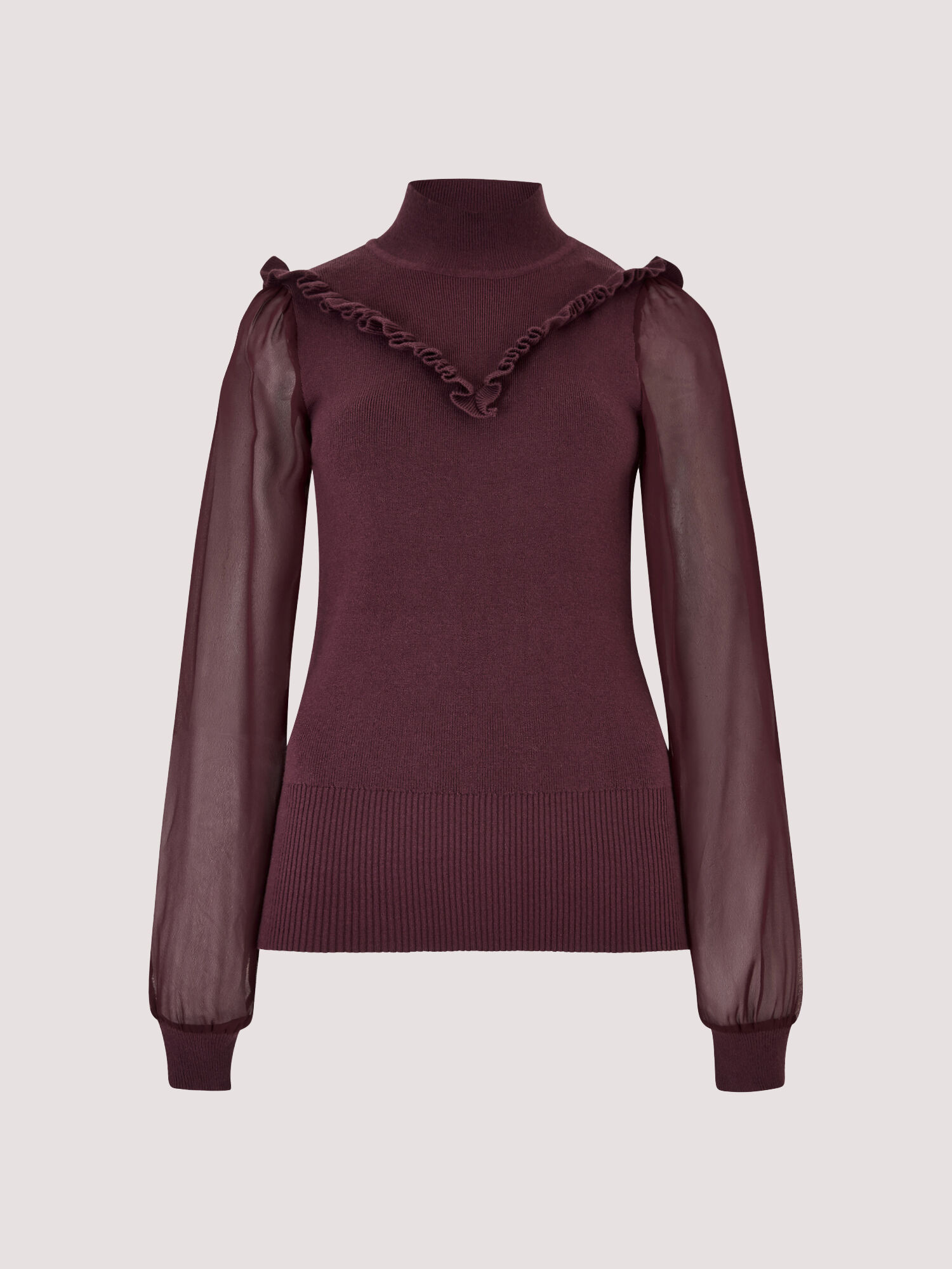 Ruffle Chiffon Sleeve Jumper Apricot Clothing